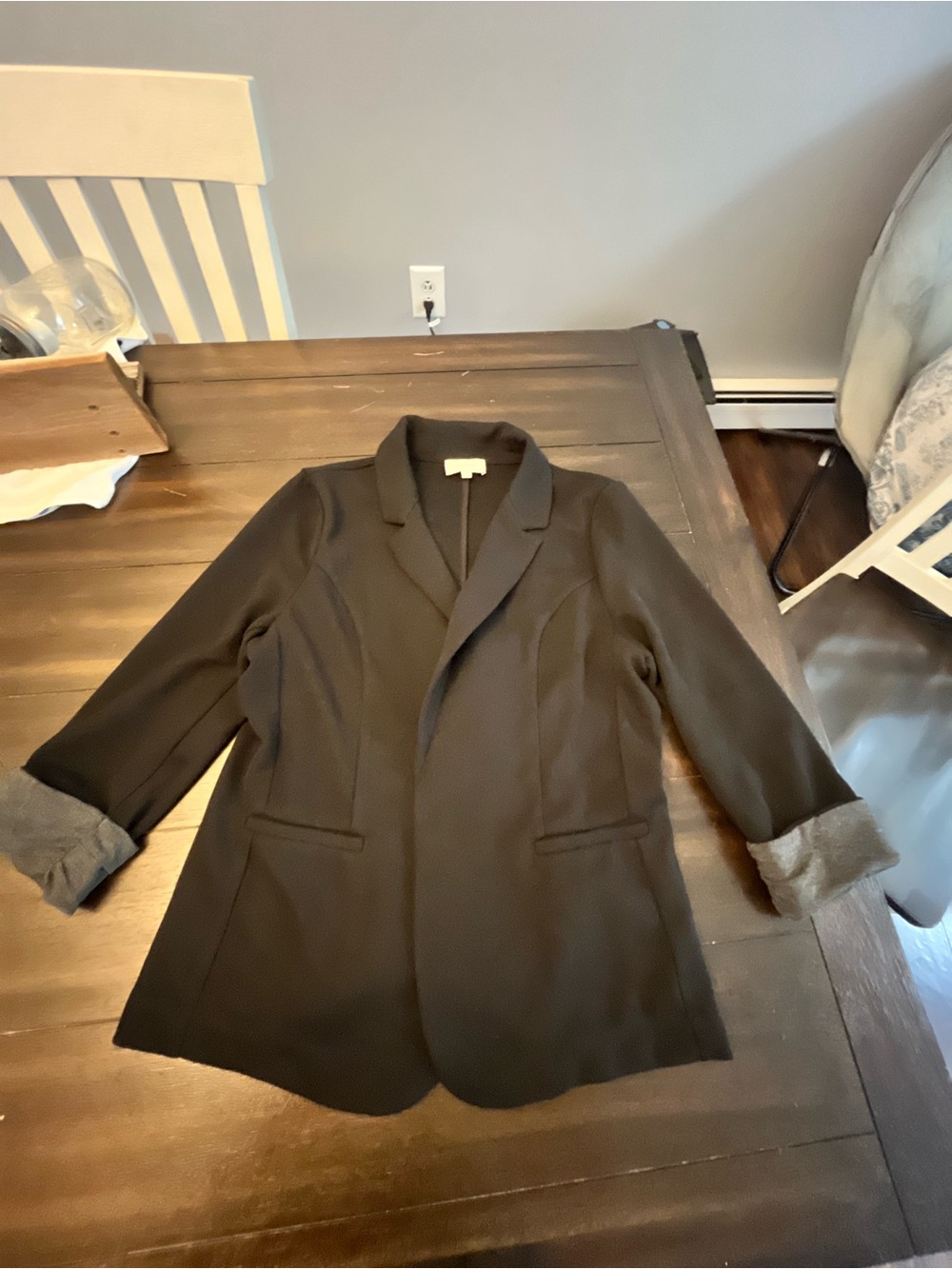 Skies Are Blue Black Tailored Blazer with Cuffed Sleeves